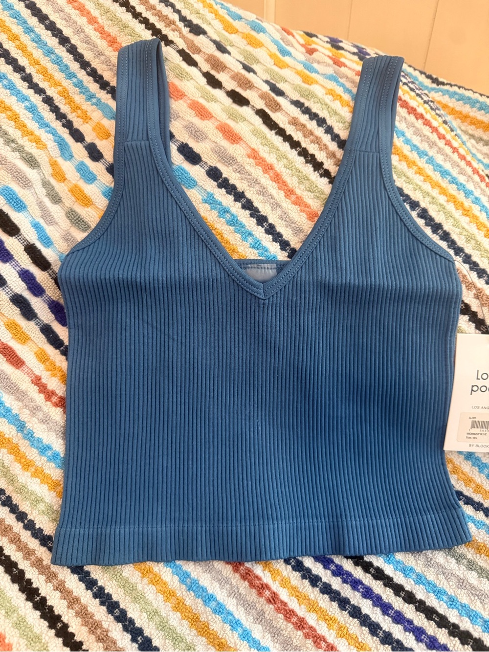Love Poem Ribbed V-Neck Tank Top - Midnight Blue